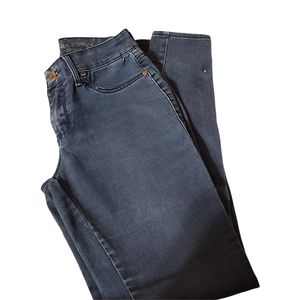 Express Blue Jeans Size 2 Medium Wash 2% Spandex Faux Front Pockets